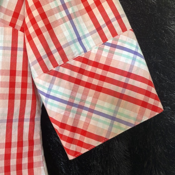 Check pattern, 3/4 length sleeve button down shirt - Picture 3 of 6